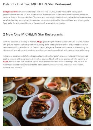 Nowy rozdział rodzimej turystyki kulinarnej - polskie restauracje z wyróżnieniami Michelin